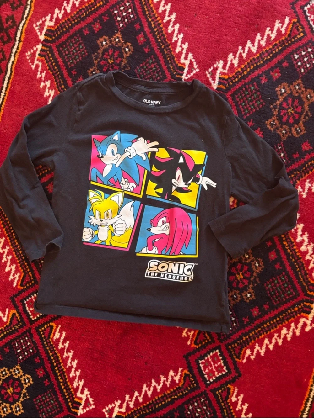 Old Navy Black Sonic The Hedgehog Color Block Character Long-Sleeve Tee